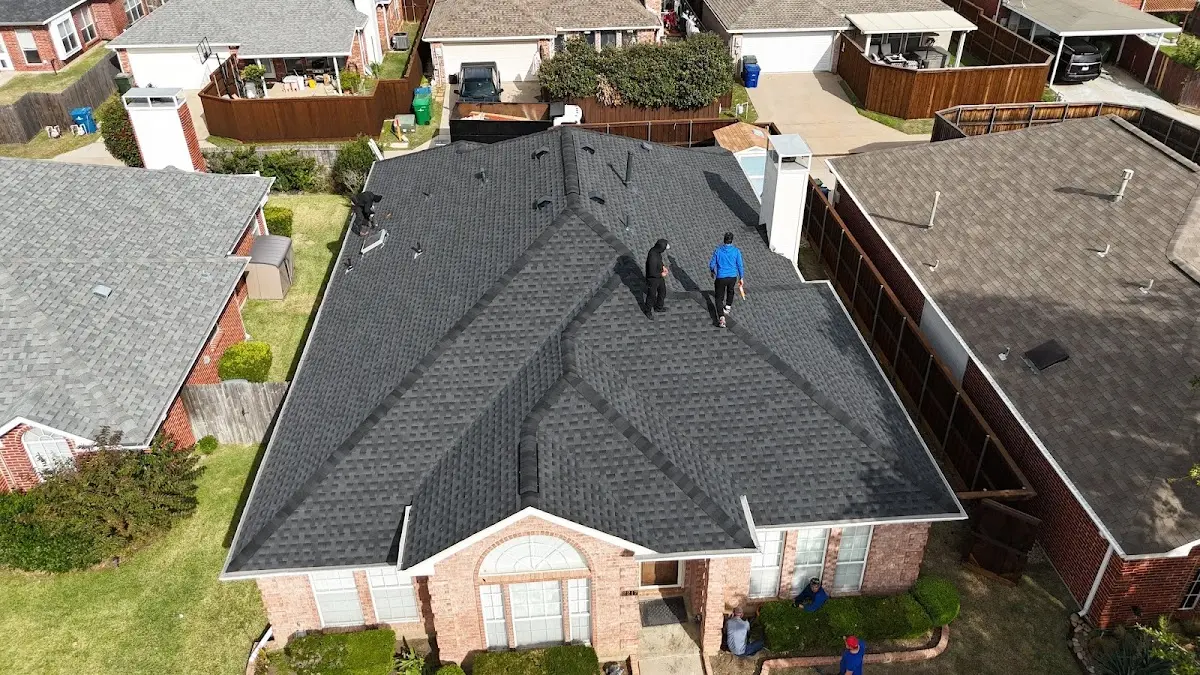 Slate & Tile Roof Repair work in progress on a Lubbock property